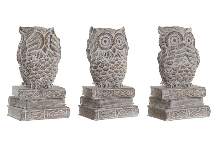 DKD Home Decor Figura de Búho Decape en Resina, Blanco, Pack de 3 DKD Home Decor Figura de Búho Decape en Resina, Blanco, Pack de 3