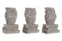 DKD Home Decor Figura de Búho Decape en Resina, Blanco, Pack de 3