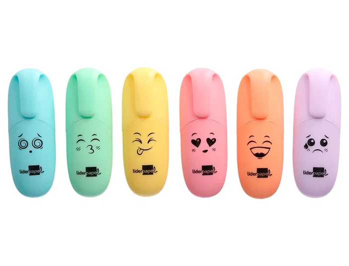 Liderpapel Rotulador Mini Fluorescente Pastel Punta Biselada Estuche 6 Unidades Colores Surtidos Trazo 1-4 mm