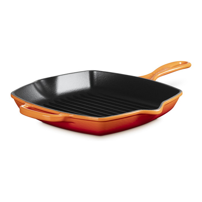 Le Creuset Sartén de Parrilla Cuadrada de Hierro Fundido 26 cm Rojo Horno