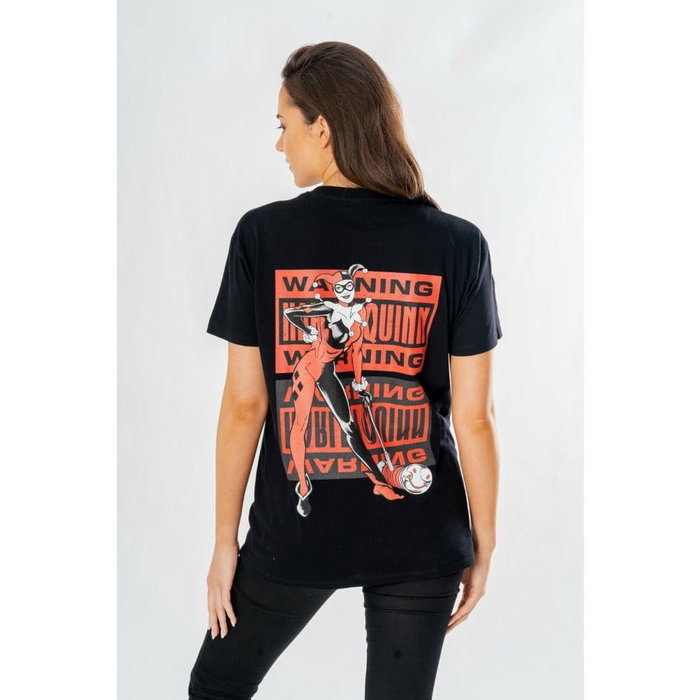 CID DC Comics Camiseta Harley Quinn Front Back Warning Talla S CID DC Comics Camiseta Harley Quinn Front Back Warning Talla S