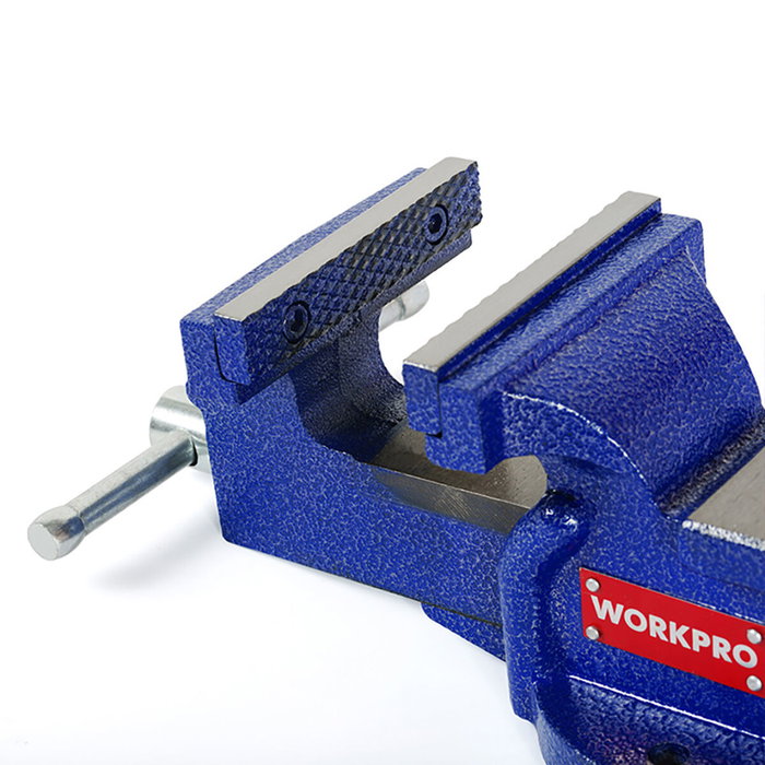 Workpro Tornillo de banco de base fija, 100 mm, azul Workpro Tornillo de banco de base fija, 100 mm, azul