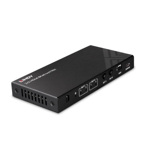 Lindy 38313 Matriz de Conmutación AV 4K/8K HDMI 2.1, 2 Entradas 2 Salidas, 40 Gbit/s, Salida Audio Óptico y Analógico, con Mando a Distancia Lindy 38313 Matriz de Conmutación AV 4K/8K HDMI 2.1, 2 Entradas 2 Salidas, 40 Gbit/s, Salida Audio Óptico y Analógico, con Mando a Distancia