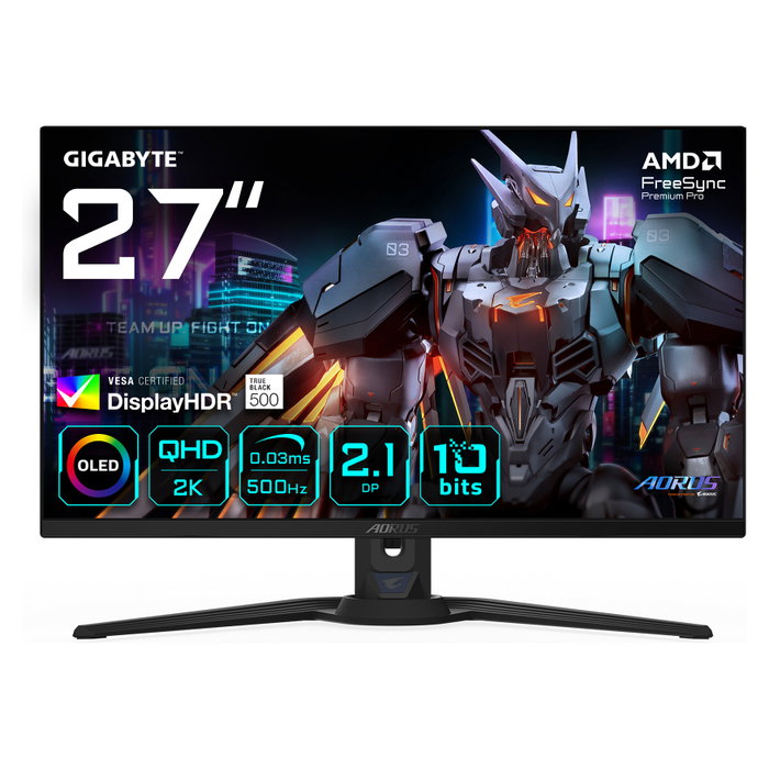 GIGABYTE AORUS FO27Q5P Monitor Gaming QD-OLED 27 pulg QHD 500Hz GIGABYTE AORUS FO27Q5P Monitor Gaming QD-OLED 27 pulg QHD 500Hz