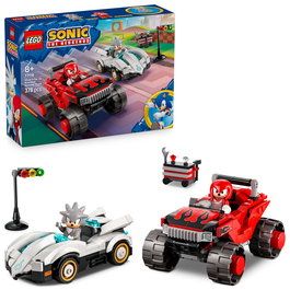 Lego Coche Silver Vs Monster Truck Knuckles 77118 Lego Sonic the Hedgehog, Set de Construcción con 2 Chaos Emeralds y Figuras de Knuckles y Silver, +8 Años