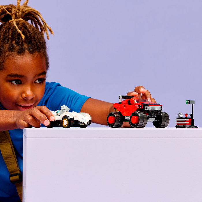 Lego Coche Silver Vs Monster Truck Knuckles 77118 Lego Sonic the Hedgehog, Set de Construcción con 2 Chaos Emeralds y Figuras de Knuckles y Silver, +8 Años