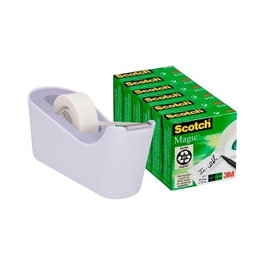Scotch Dispensador de sobremesa C18 color lavanda con 6 rollos de cinta invisible Magic 19mm x 33m