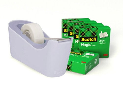 Scotch C18-L6 7100180402 Pack Dispensador Portarrollos Color Lavanda + 6 Rollos Cinta Invisible 19mm x 33m Magic