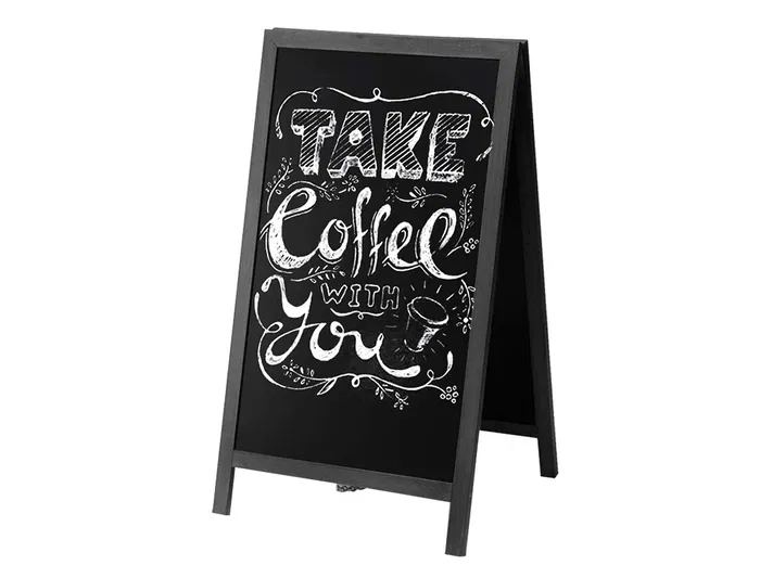 Liderpapel Pizarra Negra Caballete Doble Cara Madera Rotulador 75x135 cm