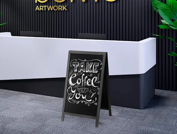 Liderpapel Pizarra Negra Caballete Doble Cara Madera Rotulador 75x135 cm