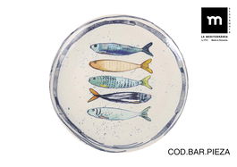 La Mediterranea Plato Llano "Peixe" Monaco Brillo Ø26 cm (6 Unidades)