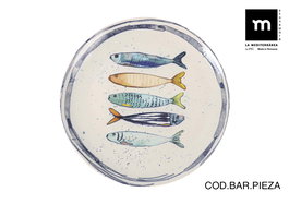 La Mediterranea Plato Llano "Peixe" Monaco Brillo Ø26 cm (6 Unidades)