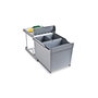 Emuca Contenedor de reciclaje para fijación inferior y extracción automática, 1x16L + 2x7.5L, Gris