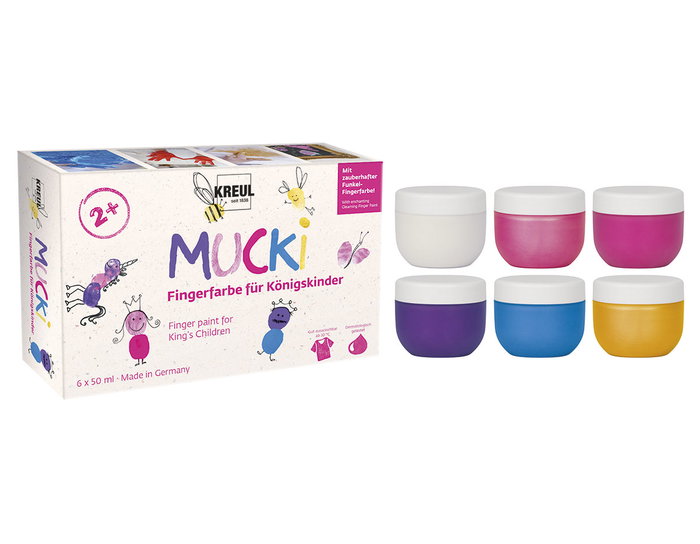 Kreul Set mini 6 botes de pintura para dedos MUCKI 'Royal'