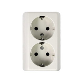 SIMON Base Doble de Superficie Blanca Schuko 16 A