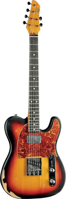 EKO Tero Relic - Guitarra Eléctrica Telecaster Style Sunburst, Cuerpo Paulownia, Mástil de Arce, Humbucker Push-Push, Acabado Relic Vintage