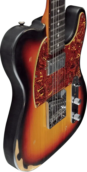 EKO Tero Relic - Guitarra Eléctrica Telecaster Style Sunburst, Cuerpo Paulownia, Mástil de Arce, Humbucker Push-Push, Acabado Relic Vintage