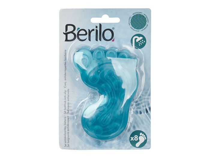 Berilo Set 8 Apliques Bañera Pie Antideslizante Surtidos Colores Plástico PVC 30x11.5x25cm (Set de 24)