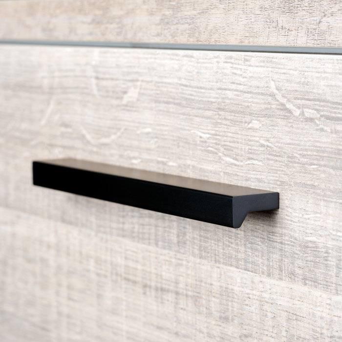 Emuca Lote de 5 tiradores para mueble Xirivella, L160mm, intereje 128mm, Aluminio, Anodizado negro Emuca Lote de 5 tiradores para mueble Xirivella, L160mm, intereje 128mm, Aluminio, Anodizado negro