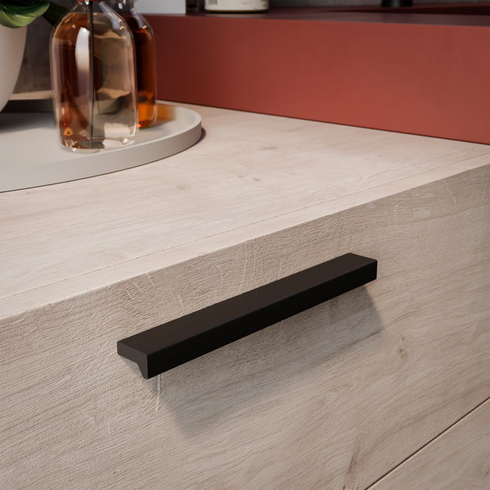 Emuca Lote de 5 tiradores para mueble Xirivella, L160mm, intereje 128mm, Aluminio, Anodizado negro