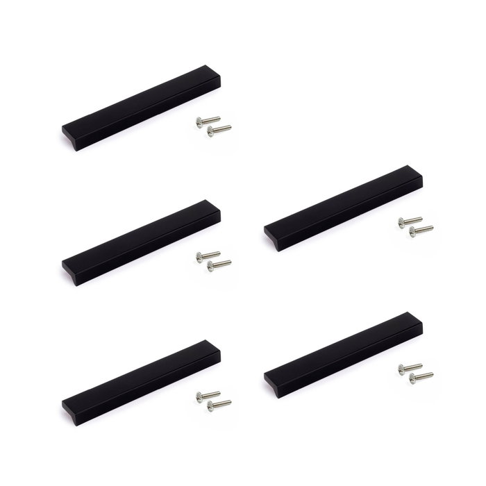 Emuca Lote de 5 tiradores para mueble Xirivella, L160mm, intereje 128mm, Aluminio, Anodizado negro Emuca Lote de 5 tiradores para mueble Xirivella, L160mm, intereje 128mm, Aluminio, Anodizado negro