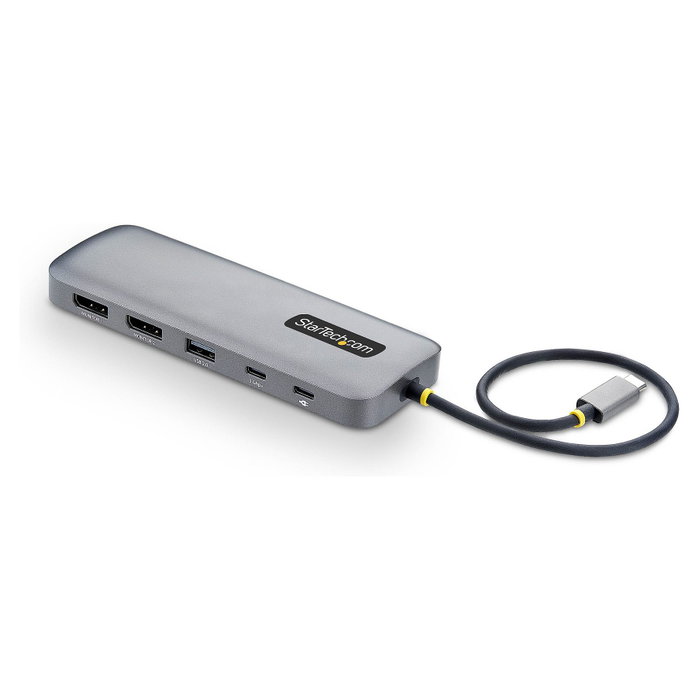 StarTech Adaptador Multipuertos USB-C a Doble DisplayPort 4K60 100W GbE Gris