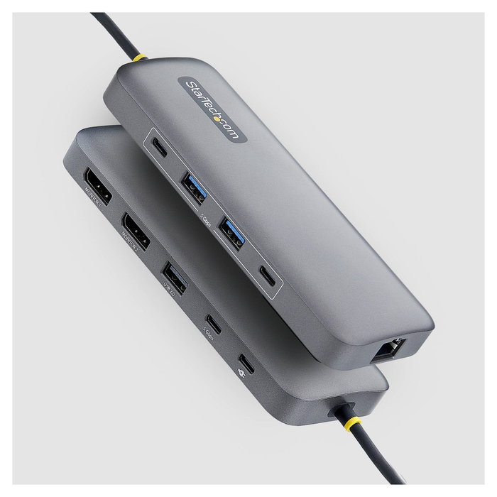 StarTech Adaptador Multipuertos USB-C a Doble DisplayPort 4K60 100W GbE Gris