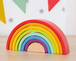 Juguete Arcoíris Waldorf Grande de Madera Educativo Montessori +18 Meses