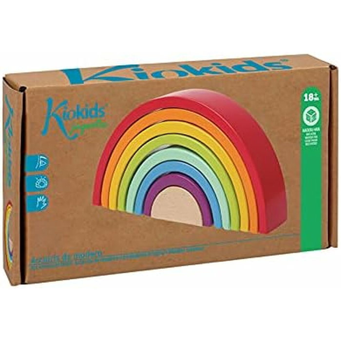 KioKids Arcoíris Grande de Madera Educativo de 8 Piezas con Estilo Waldorf Montessori