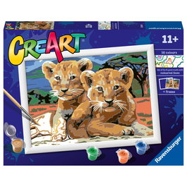 Ravensburger 23616 Serie D Classic Pintar por Números Cachorros de León, Juego Educativo y Creativo para Niños de +12 Meses