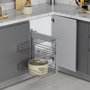 Emuca Sistema de rincón extraíble para mueble de cocina Suprastar, Acero, Cromado
