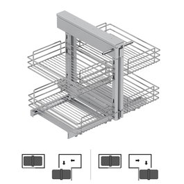 Emuca Sistema de rincón extraíble para mueble de cocina Suprastar, Acero, Cromado