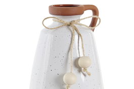 DKD Home Decor Jarrón Boho Blanco Terracota Cerámica 12 x 17.3 x 12 cm (2 Unidades)
