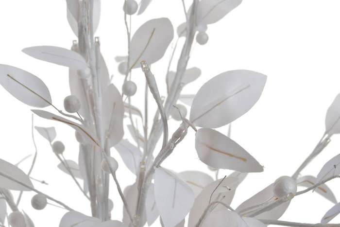 DKD Home Decor Árbol de Navidad con 200 LEDs Blanco Estilo Moderno PVC 150 cm Alto Colección White Forest