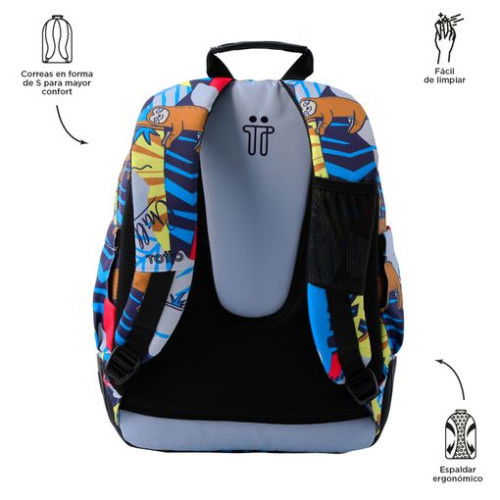 Totto Mochila MA04ECO002-2416N-6YB Rayol Lazel Escolar 33x44x13.5cm 19.6L Estampado Lona RPET