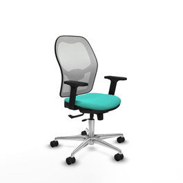 PIQUERAS Y CRESPO Silla de oficina Jorquera con mecanismo Sincro/Traslack Turquesa y Blanco