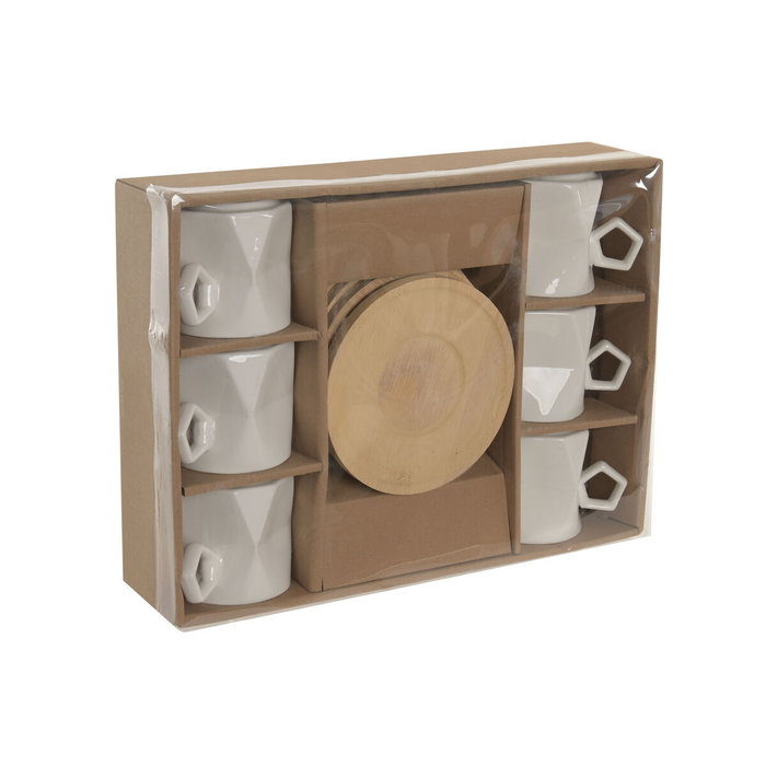 DKD Home Decor Set de café de 6 piezas de porcelana blanco moderno