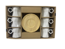 DKD Home Decor Set de café de 6 piezas de porcelana blanco moderno