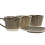 DKD Home Decor Set de Café de 6 Piezas en Gres y Acacia Verde
