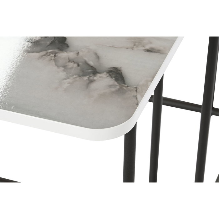 DKD Home Decor Set de 2 Mesitas Auxiliares Símil Mármol Blanco y Negro DKD Home Decor Set de 2 Mesitas Auxiliares Símil Mármol Blanco y Negro