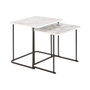 DKD Home Decor Set de 2 Mesitas Auxiliares Símil Mármol Blanco y Negro
