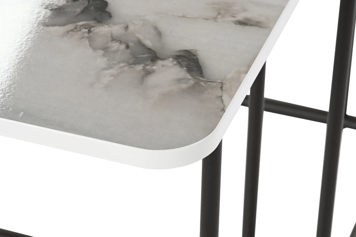 DKD Home Decor Mesita Auxiliar Set de 2 Blanco Negro 43 x 49 x 51 cm