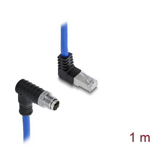 DeLOCK Cable de red M12 X-codificado 8 pin a RJ45, 1 m, Azul DeLOCK Cable de red M12 X-codificado 8 pin a RJ45, 1 m, Azul
