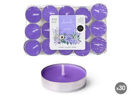 Acorde Set 30 Velas Tea Light Lavanda 3 Horas Duración 19x11.2x2.7 cm (Set de 24)