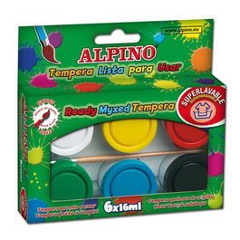 Tempera Alpino 16 Ml (Bote) Estuche De 6 + Pincel