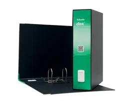 Esselte Archivador de palanca Dox folio en carton forrado, lomo 80 mm con caja, color verde, 352x288x85 mm