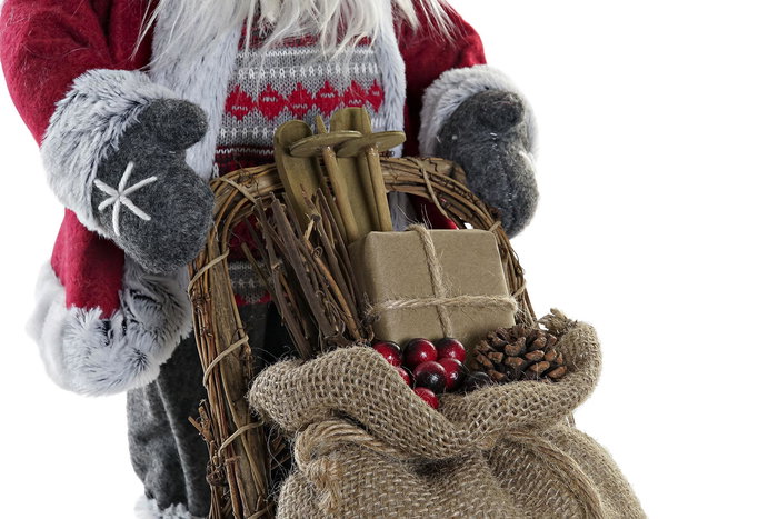 DKD Home Decor Figura Navidad Tradicional Rojo Gris Poliester Madera Papa Noel 22 x 48 x 42 cm