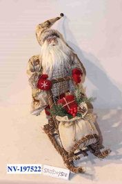 DKD Home Decor Figura Navidad Tradicional Rojo Gris Poliester Madera Papa Noel 22 x 48 x 42 cm