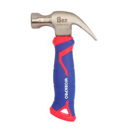 Workpro Martillo de Carpintero Mini, Cabeza de Acero al Carbono Forjado 225g, Mango Fibra de Vidrio, Empuñadura Goma Texturizada para Agarre Antivibraciones