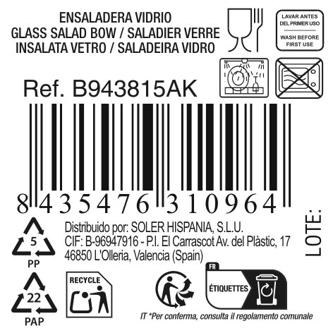 Inde Ensaladera Diamond Ø22 cm (6 Unidades)